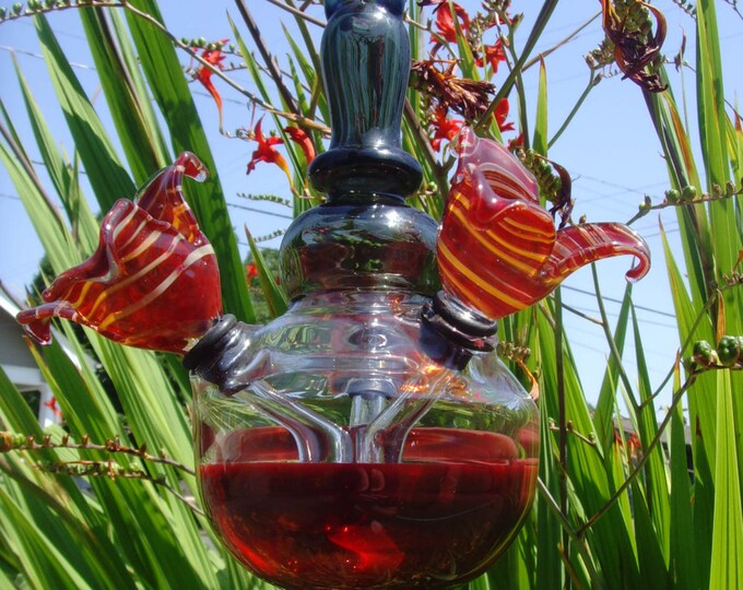 Hummingbird Feeder Hand Blown Glass 3 Feeding Spouts Etsy