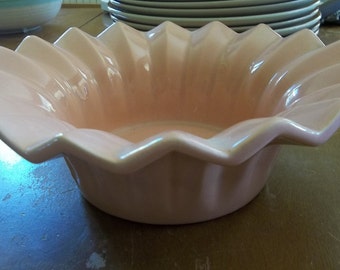 HAEGER #132  Fluted PLEATED Crimped Edge Bowl Compote 9" x 3" PINK