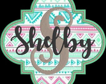 Quatrefoil monogram frame applique monogram font frame monogram embroidery monogram font oval embroidery applique quatrefoil frame