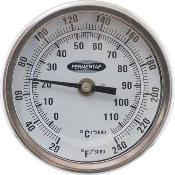 Fermentap Bi-Metal Dial Thermometer (3 in Face x 2.5 in Probe) | MoreBeer!