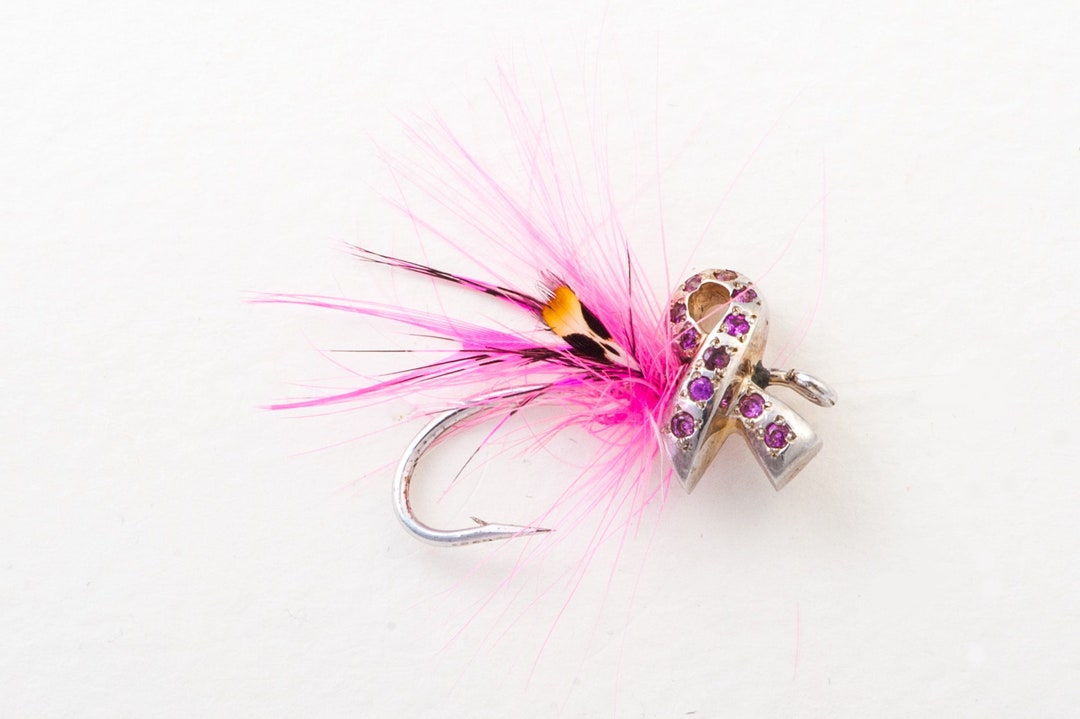 14K Gold Pink Sapphire Ribbon Fly - Breast Cancer Awareness - Etsy