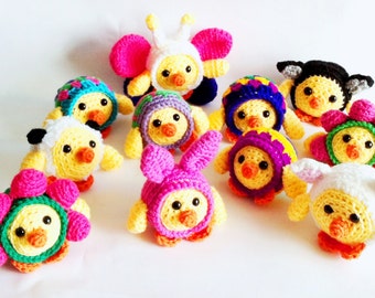 SPRING CHICKS EBOOK - crochet patterns for chick in costume (bunny, lamb, easter egg, flower, butterfly)