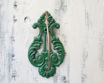 ONE vintage metal receipt spike string holder , green cast iron new old stock, office kitchen hook