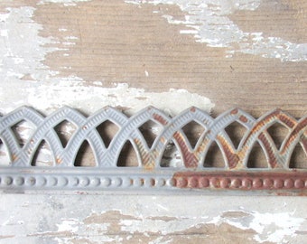 Metal lace ribbon tin filigree edging decorative trim for projects 3 feet rusty galvanized metal tape Roman arch Wedding  1.25" wide