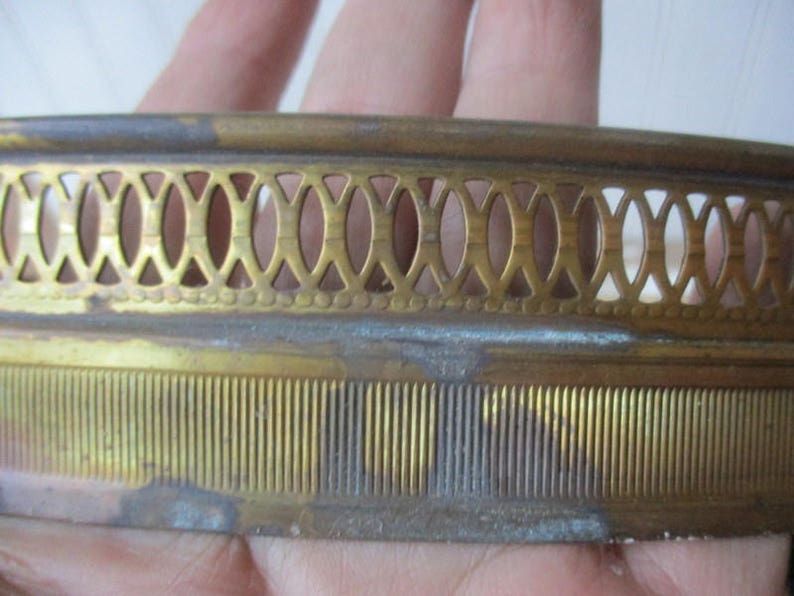 ONE vintage brass lamp ring gallery ring holes for prisms 14 diameter SHABBY patina lighting supply upcycle