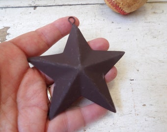 SIX  3.5 inch metal stars distressed matte brown tin 3D stars barn stars for crafts 3 1/2"