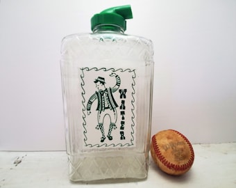 Vintage refrigerator bottle green white Dutch folk E-Z-POR Owens glass water juice milk bottle jar jug 48oz N3