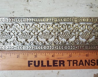 3 feet metal trim  Silvertone ornate floral motif , some rust possible, crown supply