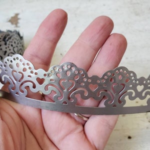 3 FEET Metal lace ribbon filigree edging decorative trim for projects 1 1/4 wide silvertone metal tape S4 image 5