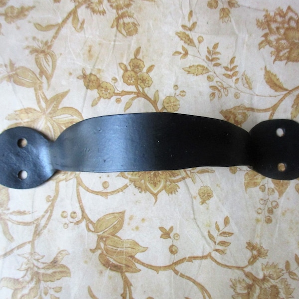 Black metal handle pull 5 5/8 inch black finish screw on round end for projects or home decor Primitive rustic farmhouse L
