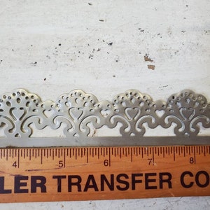 3 FEET Metal lace ribbon filigree edging decorative trim for projects 1 1/4 wide silvertone metal tape S4 image 6