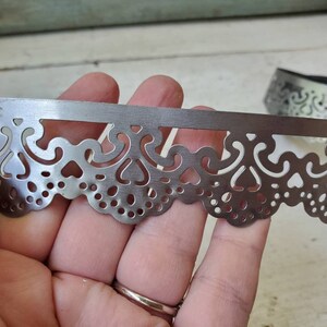 3 FEET Metal lace ribbon filigree edging decorative trim for projects 1 1/4 wide silvertone metal tape S4 image 2