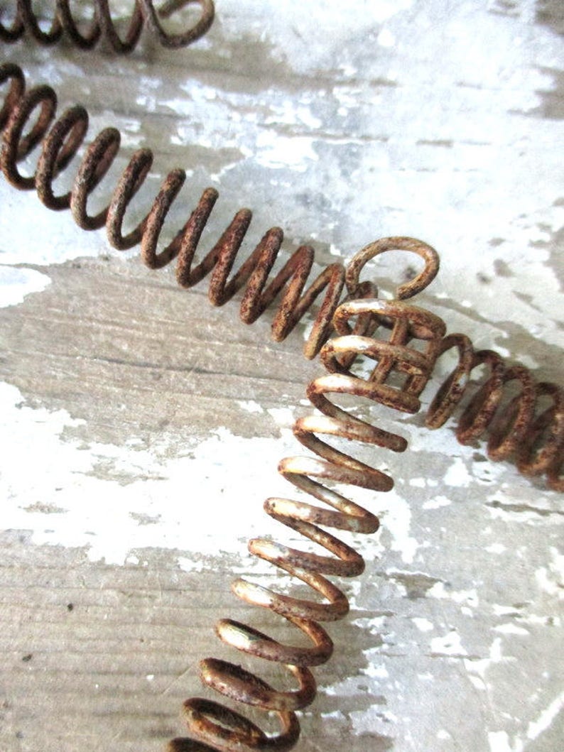 12 vintage bed spring connectors 6 pairs rusty springs tension bedsprings for upcycling or projects Farmhouse Industrial image 5