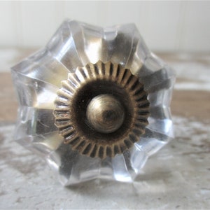 8 point star glass knob clear glass pull handle 1 3/4 inch Hollywood Regency traditional DIY hardware image 2