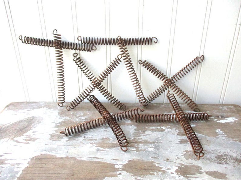 12 vintage bed spring connectors 6 pairs rusty springs tension bedsprings for upcycling or projects Farmhouse Industrial image 3