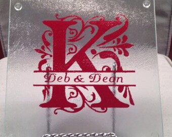 Cutting Board with Initial Kitchen Cooking Tray