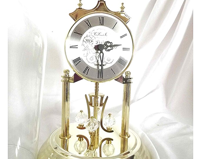 Vintage Concordia Anniversary Clock With Glass Dome Crystal Etsy