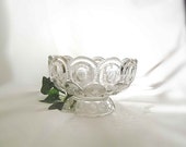 Vintage Clear Glass Compote Wedding Footed Bowl Mid Century Bowl Punch Bowl Moon Star Pattern LE Smith Fruit Bowl