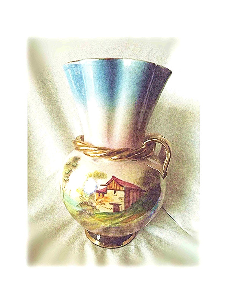 Vintage Vase Made in Italy Gold Gilded Hand Painted Italian Etsy