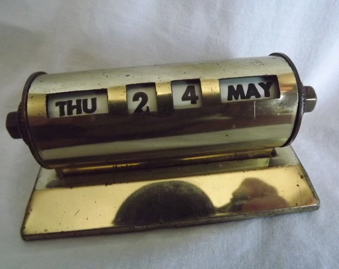 Vintage Brass Perpetual Desk Calendar Park Sherman Co. Scroll Etsy UK
