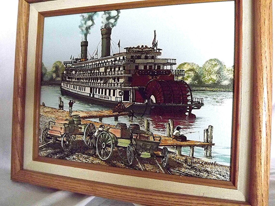 Vintage Oil Painting H. Hargrove 'Delta Queen' Etsy