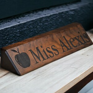 Engraved Wooden Desk Name Plates 10 Inch solid Walnut wood, custom engraved with the text of your choice custom wooden sign