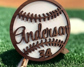 Baseball Custom Sign Engraved and cut by laser. Birth announcement sign Custom baseball gift