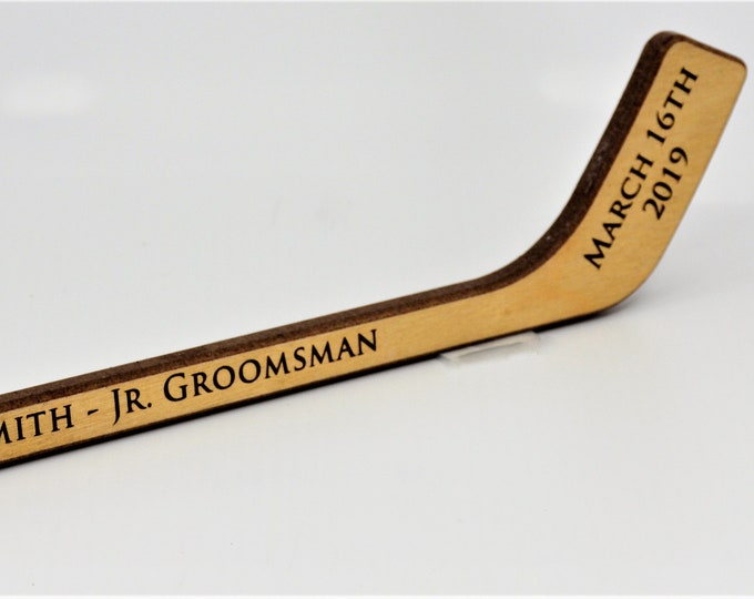 1 Personalized Mini Hockey Stick Ring Bearer Gift Groomsman Etsy