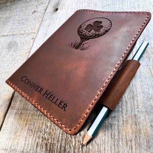 Bûche de golf en cuir gravée, Gravure laser personnalisée, Agenda, Carnet de notes, Agenda personnalisé gravé, Cuir véritable