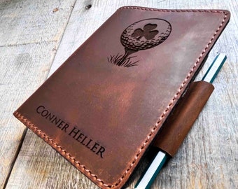 Engraved Leather Golf Log, Laser Engraved Personalized, Diary, Notebook, Personalized Engraved Diary, Genuine Leather