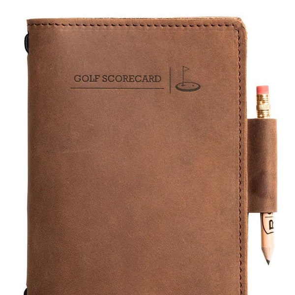 Engraved Leather Scorecard Golf holder, Laser Engraved Personalized, Diary, Notebook, Personalized Engraved Diary, Genuine Leather