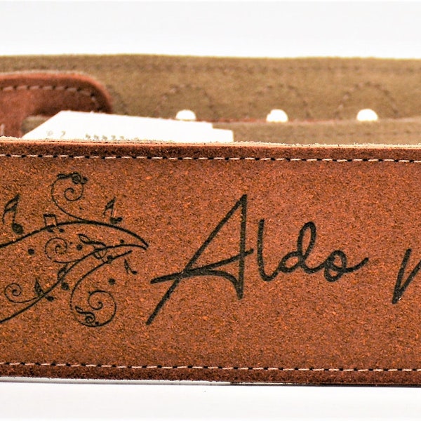 Custom Engraved Suede Guitar straps, custom guitar straps, guitar straps, personalized guitar straps, Rust color