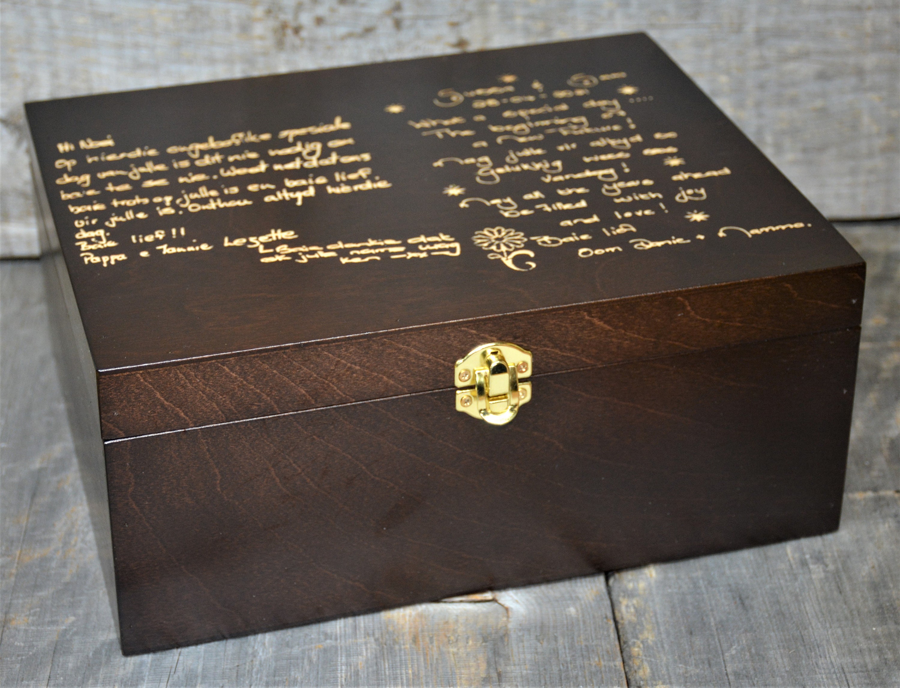 Handwriting Engraved Premium Custom Wooden Gift Box Engraved by Laser ...