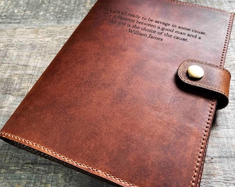 Engraved Refillable Journal, Snap Closure Personalized, Customized, Design Included Diary, Notebook, Engraved Diary, Genuine Leather