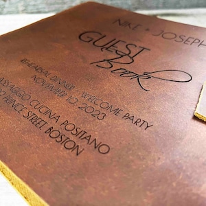 Guest Registry, Engraved Leather, Wedding Registry, Personalized, Guest Book, Engraved Diary, Genuine Leather, Memorial Book Custom Engraved image 10