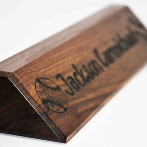 Engraved Wooden Desk Name Plates 10 Inch solid Walnut wood, custom engraved with the text of your choice custom wooden sign image 4