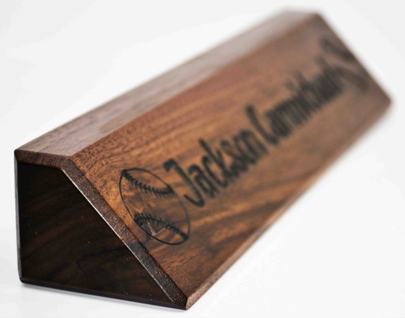 Engraved Wooden Desk Name Plates 10 Inch solid Walnut wood, custom engraved with the text of your choice custom wooden sign image 4