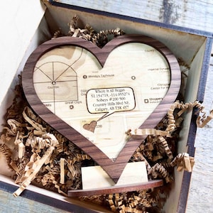 Là où tout a commencé Saint-Valentin - amoureux - anniversaire - anniversaire en bois d'exposition d'art personnalisé gravé au laser bois de cerisier et d'érable