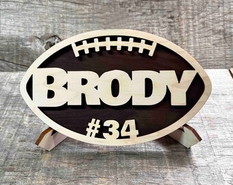 Football Custom Sign Engraved and cut by laser. Birth announcement sign Custom Football gift