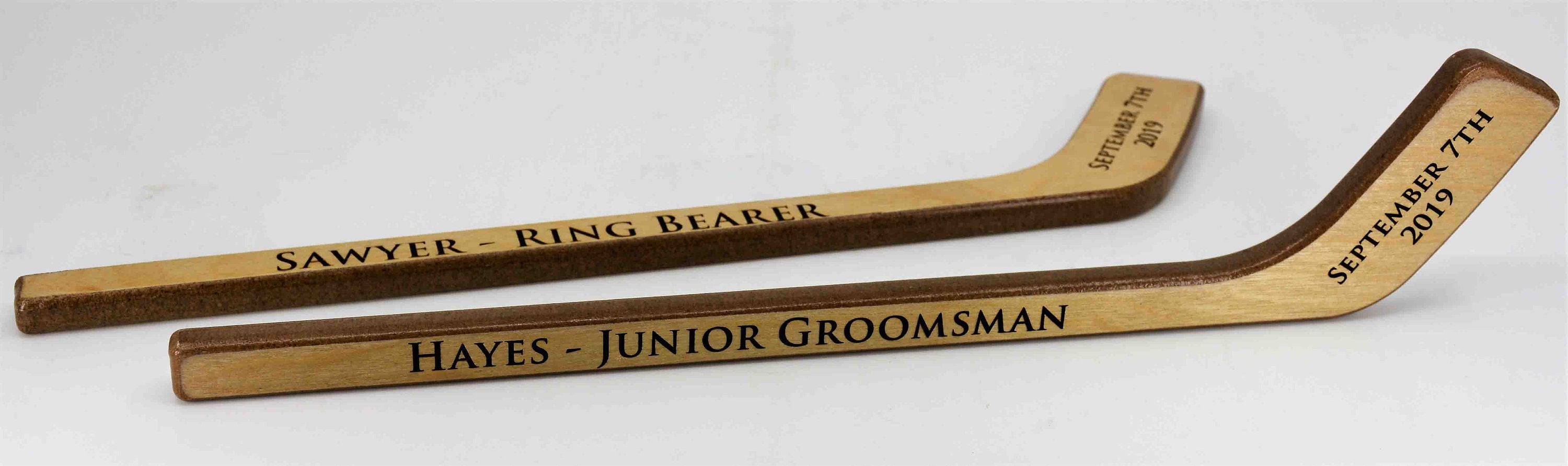 Personalized Mini Hockey Sticks Ring Bearer Gift Groomsman Etsy Canada