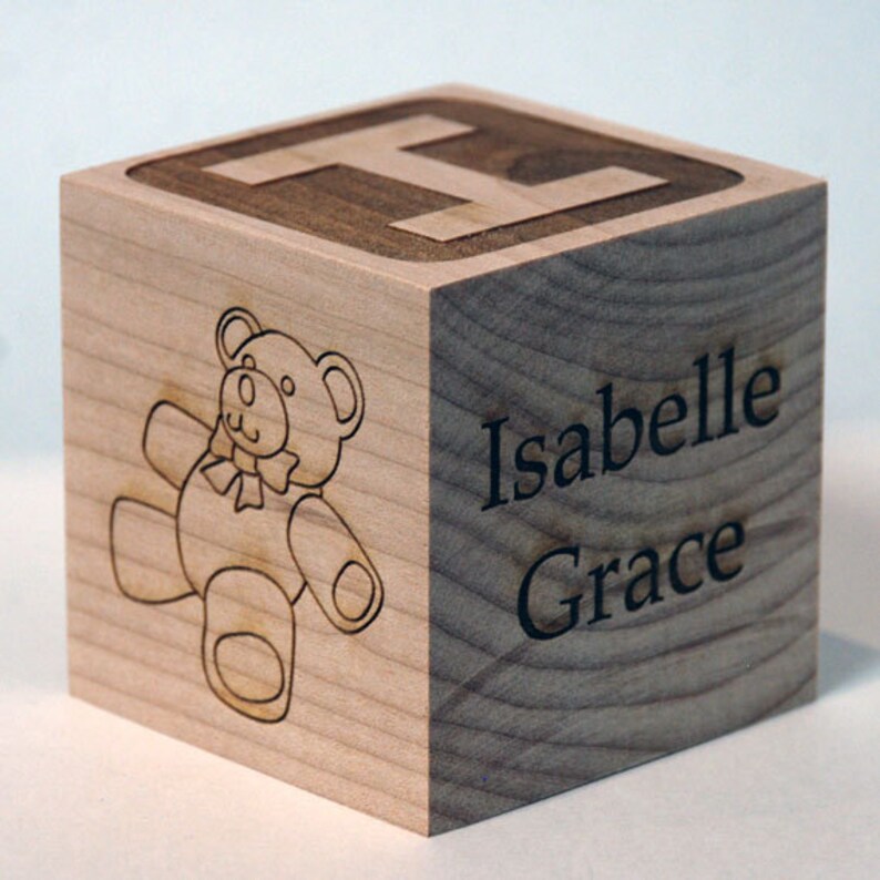 Personalized Wooden Baby Blocks Solid Hard Maple Christening Etsy