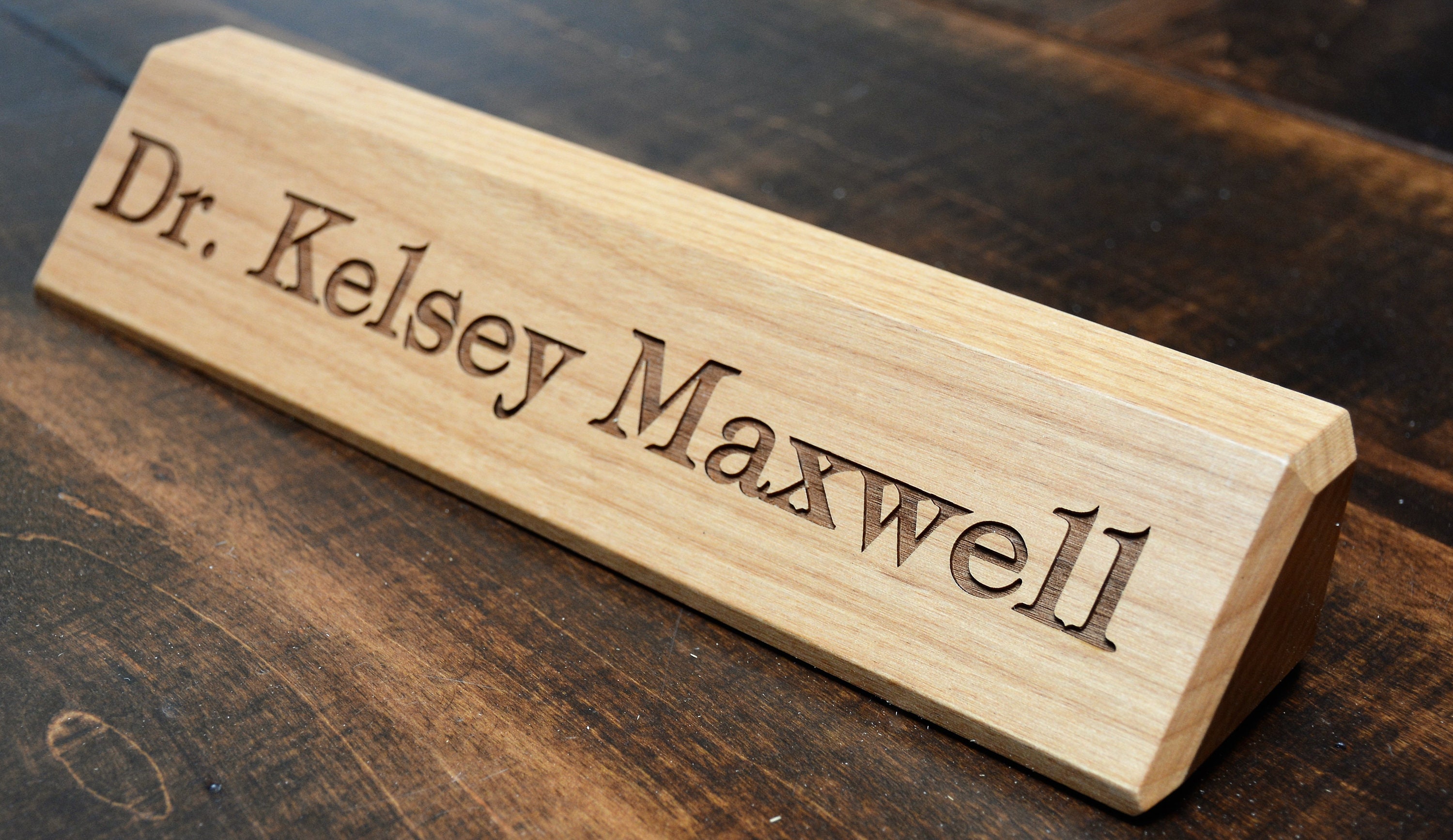 Personalized Wooden Desk Name Plates 10 Inch solid Adler wood Etsy