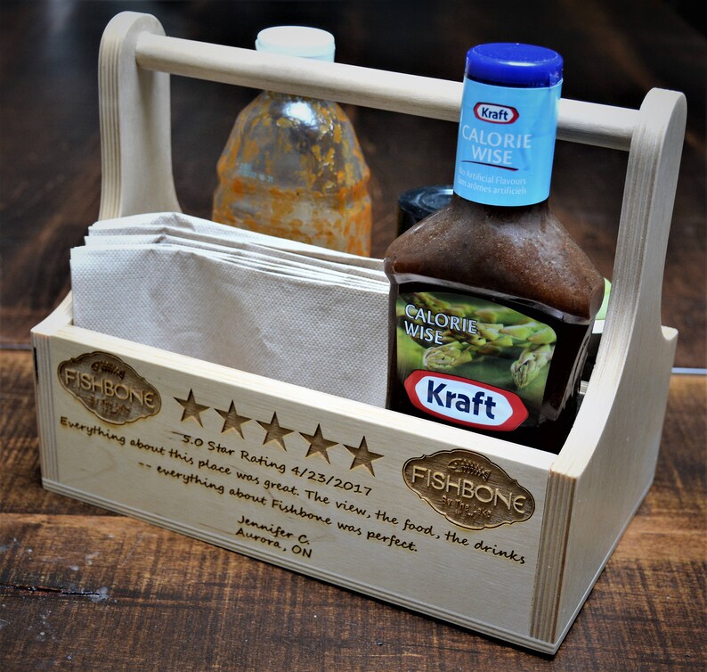 Condiment Holder Grill Caddy Handmade Wood Box Engraved Etsy