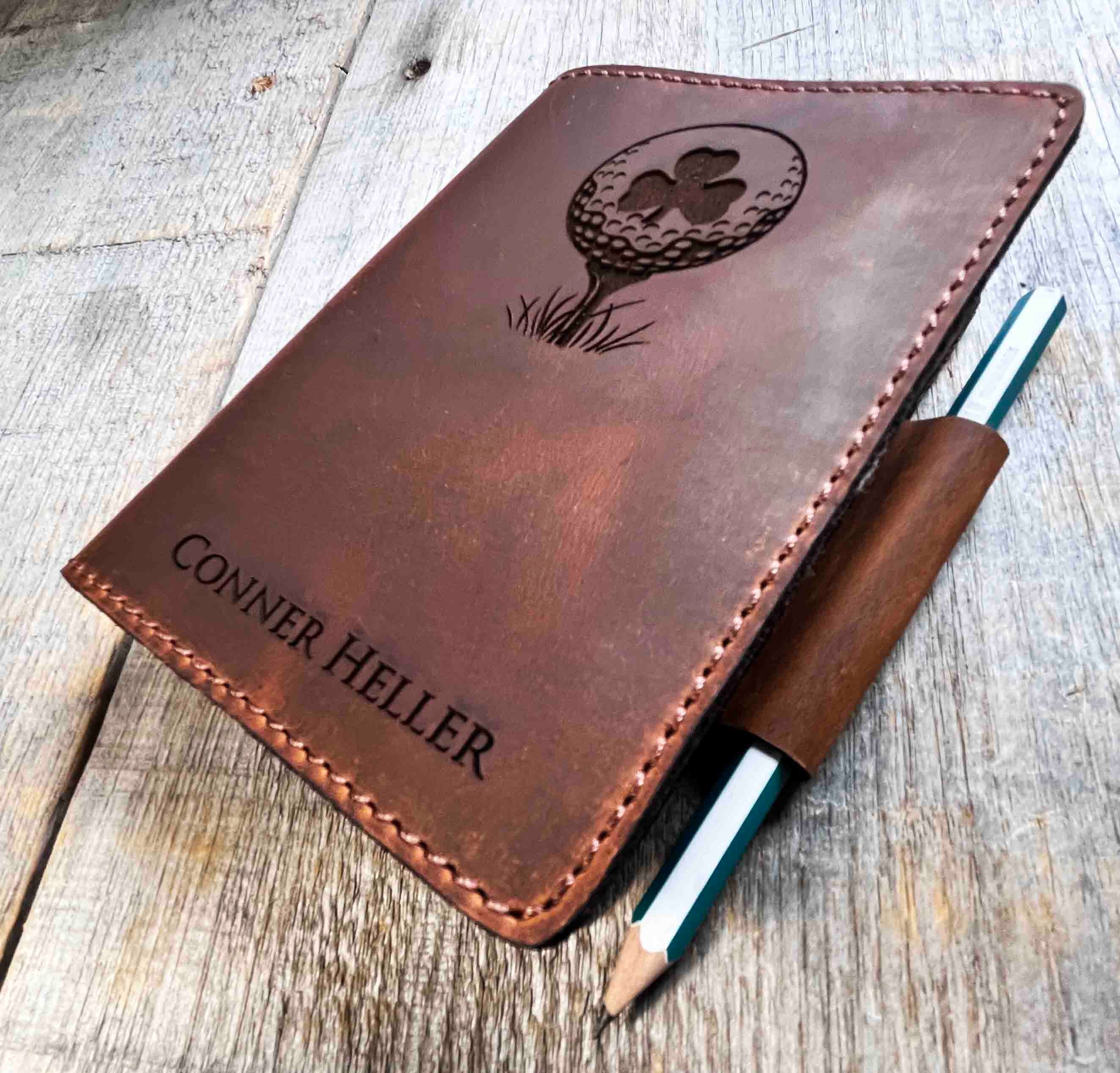 Engraved Leather Golf Log, Laser Engraved Personalized, Diary, Notebook, Personalized Engraved Diary, Genuine Leather