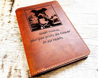 Custom Engraved Leather Photo Album, 4x6, Holds 40 Photos
