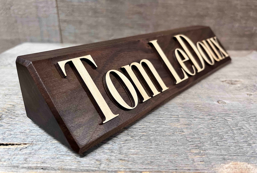 3D Engraved Wooden Desk Name Plates 10 Inch Maple and Solid Walnut Wood, Custom Engraved With