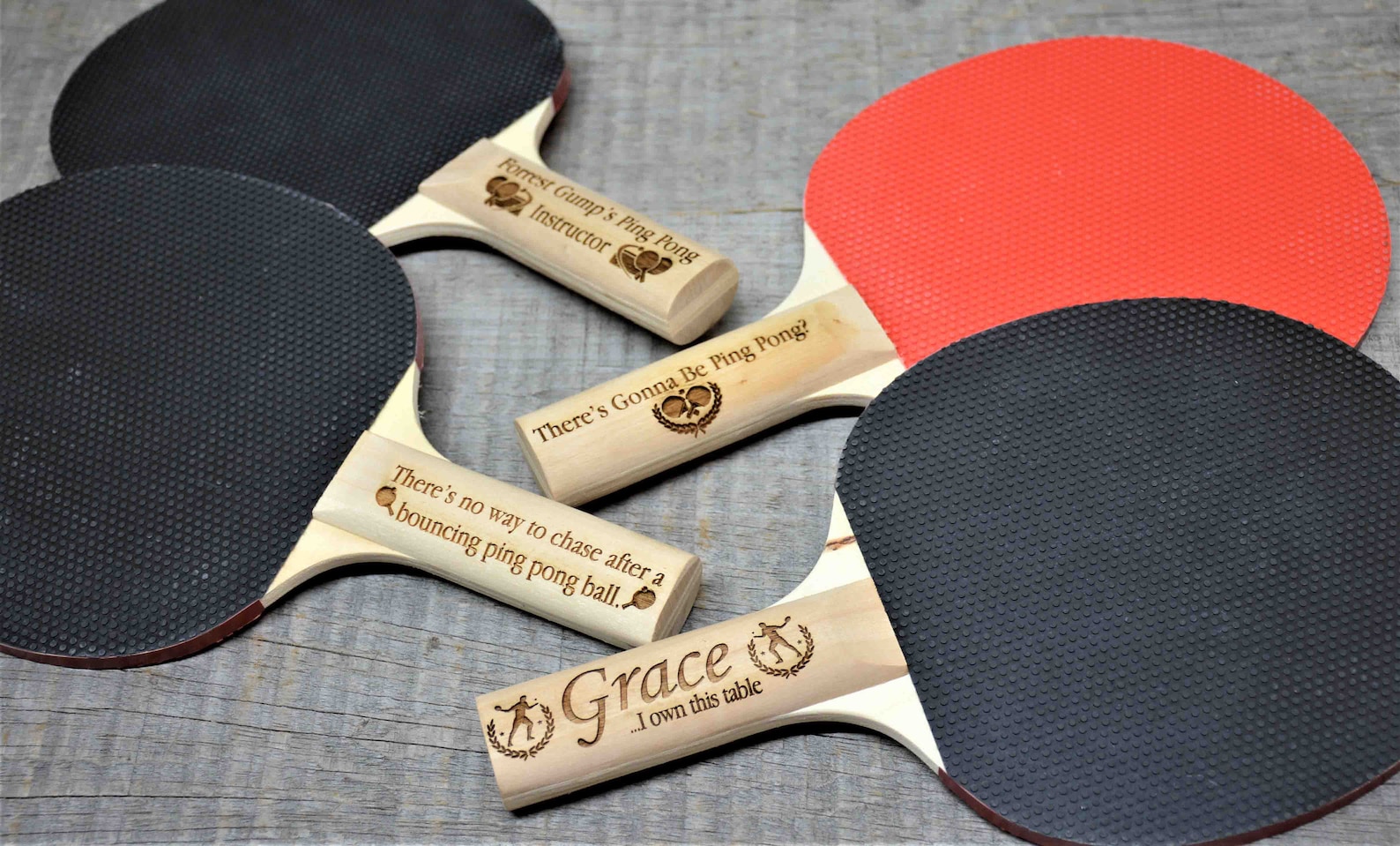 Personalised Paddle Racket Custom Ping Pong Paddle - Any Text Engraved for Free - Table Tennis ...