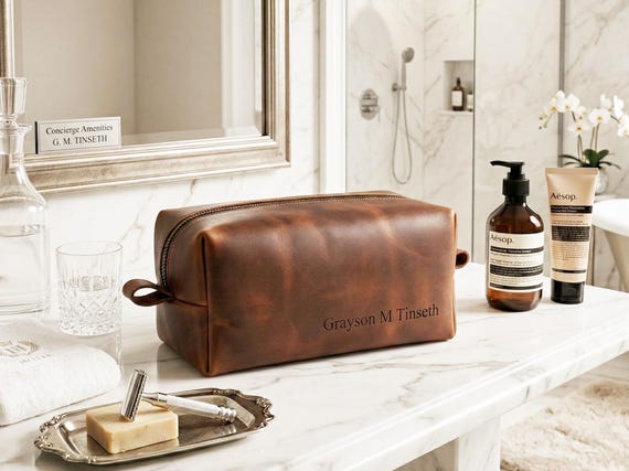 custom toiletries travel bag Ditty - Bathroom Bag line zip track and handsome suede appearance EAQ Personalized Toiletry Bag for