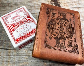 Personalized Leather Playing Card Case, Custom Engraved Deck Box, Monogrammed Card Holder, Gift for Him, Groomsmen Gift