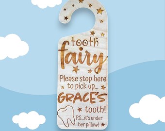 Tooth Fairy Door Hanger engraved with your childs name and will quickly become a fun ritual for every tooth that they lose!